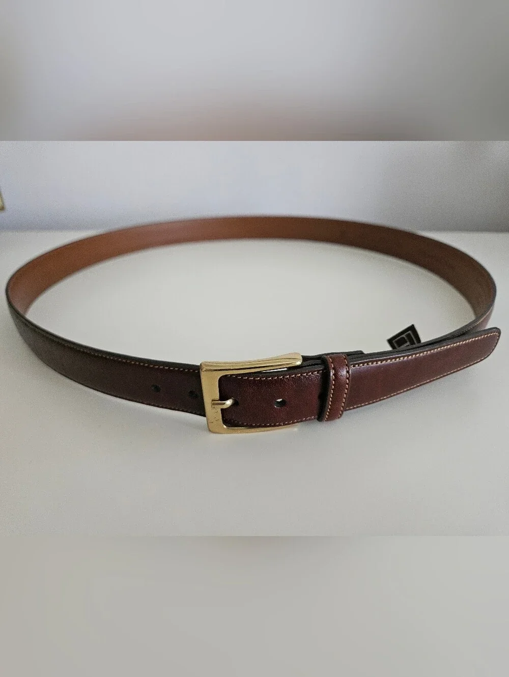 TRAFALGAR Brown Leather Dress Gold Buckle Belt | SZ 42